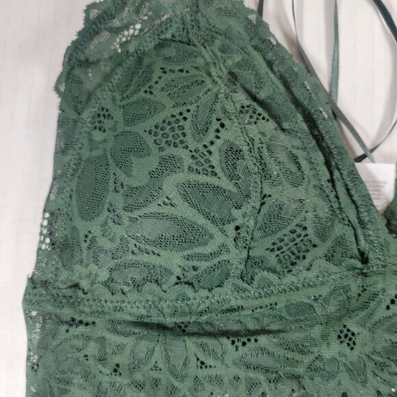 2 Aeries Women Green Floral Lace & Ribbed Bralettes Size Large - Picture 3 of 16